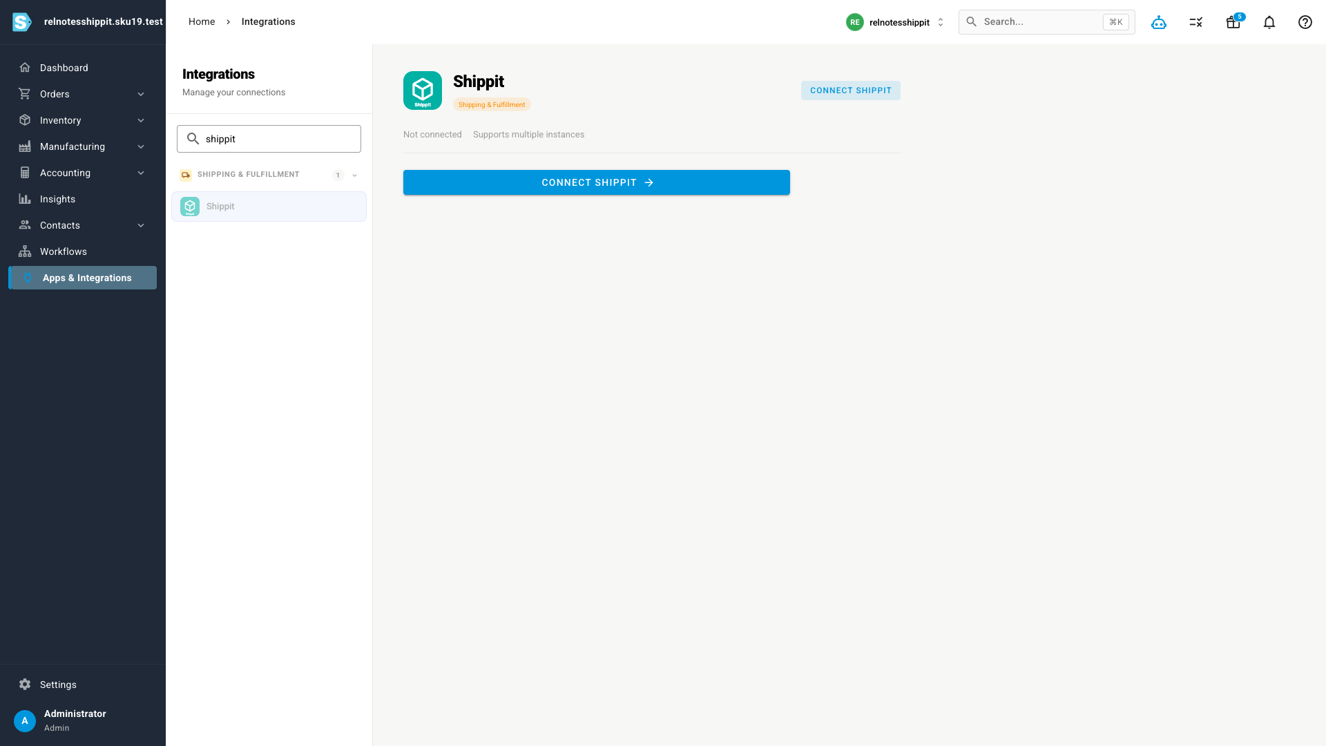 Shippit in the SKU.io Apps &amp; Integrations catalog, ready to connect